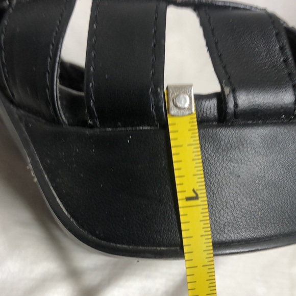 Platforms by Joey O black leather like fabric open toe 8m - Picture 6 of 11